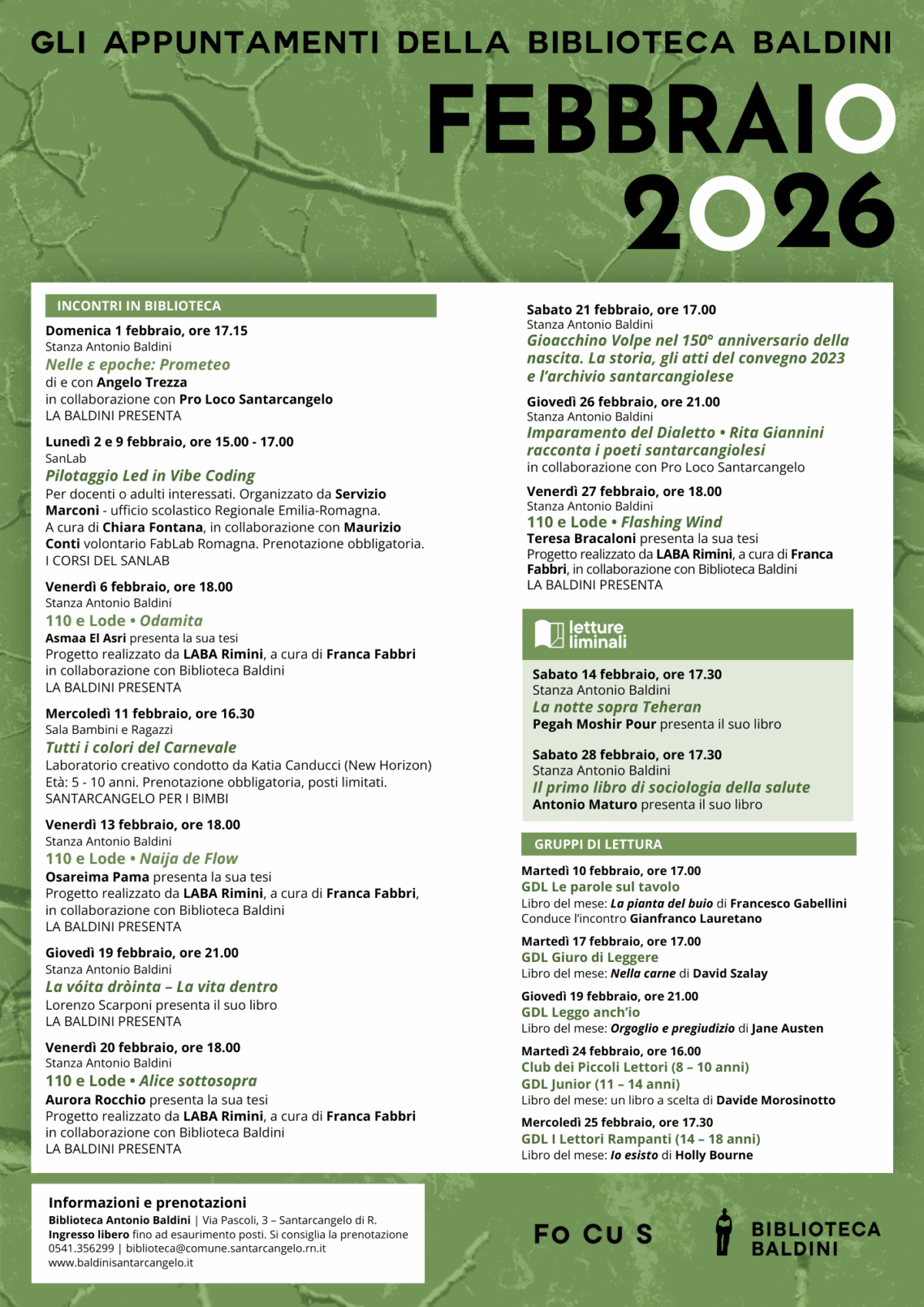 Calendario Febbraio Biblioteca Baldini